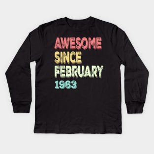 awesome since february 1963 Kids Long Sleeve T-Shirt